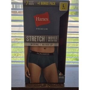 Mens Hanes Premium Stretch Wicking No Ride Up 7 Tagless Breifs Size Large